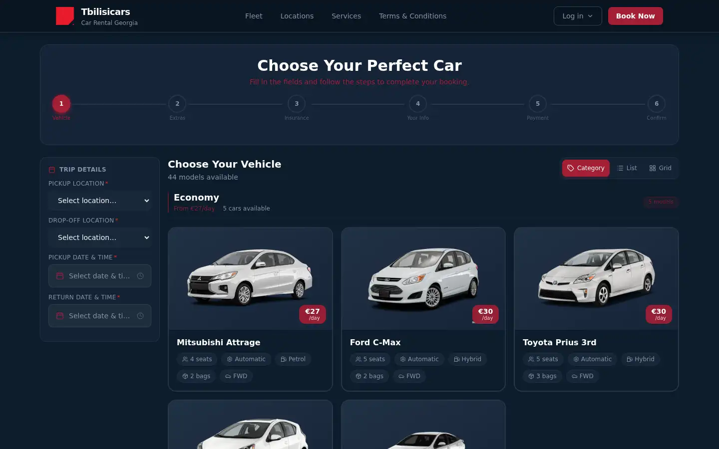 Screenshot of tbilisicars.com