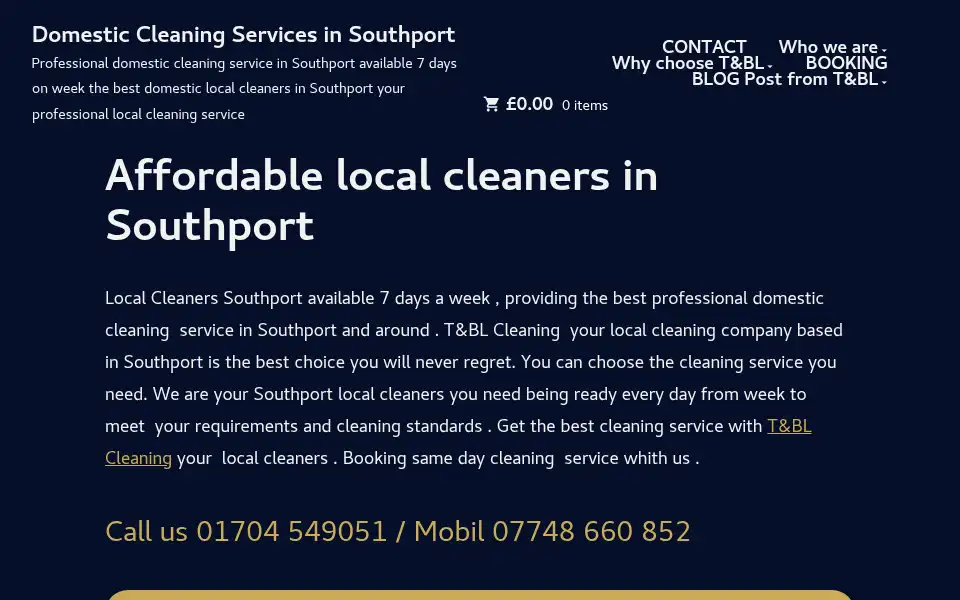 Screenshot of tbl-housecleaning.co.uk