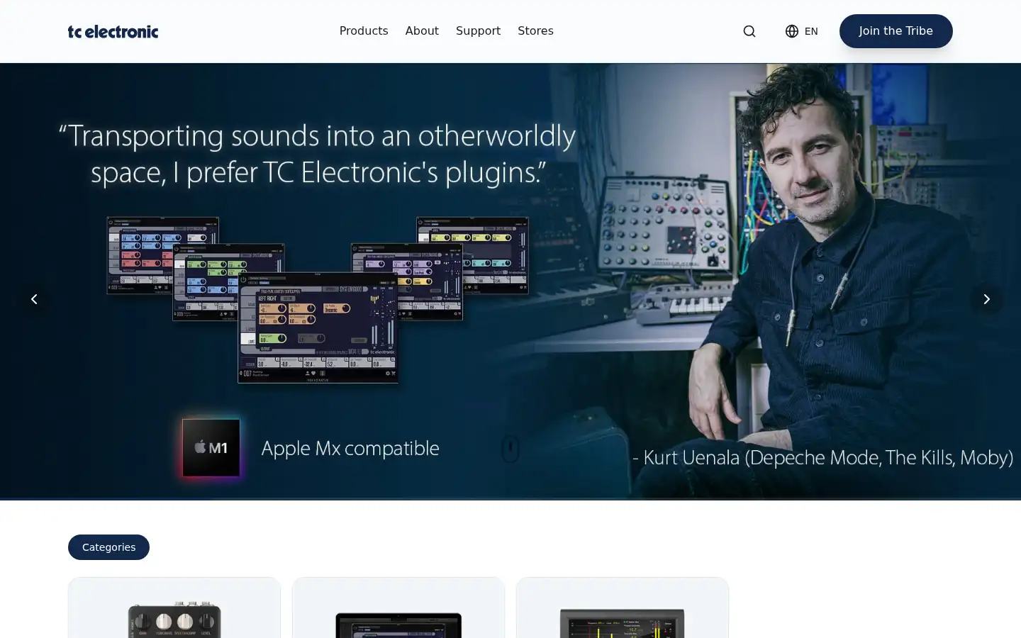 Screenshot of tcelectronic.com