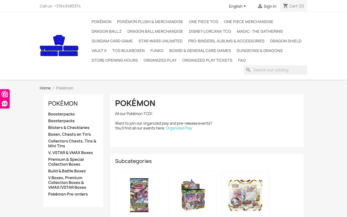 Screenshot of tcgcenter.nl