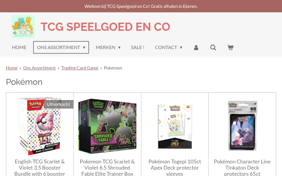 Screenshot of tcgspeelgoedenco.com