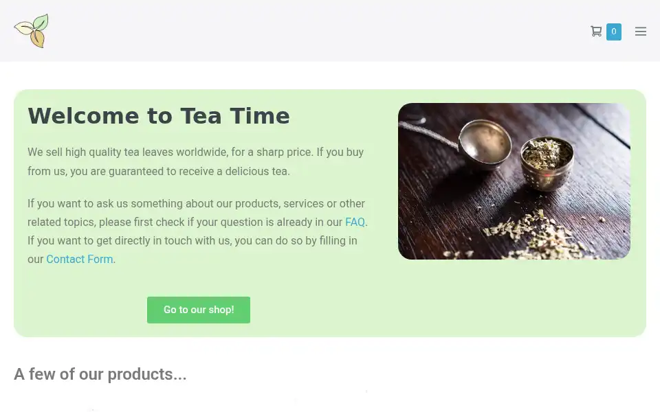 Screenshot of tea-time.store