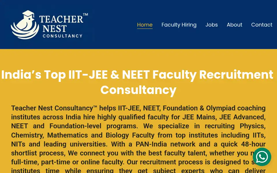 Screenshot of teachernestconsultancy.in