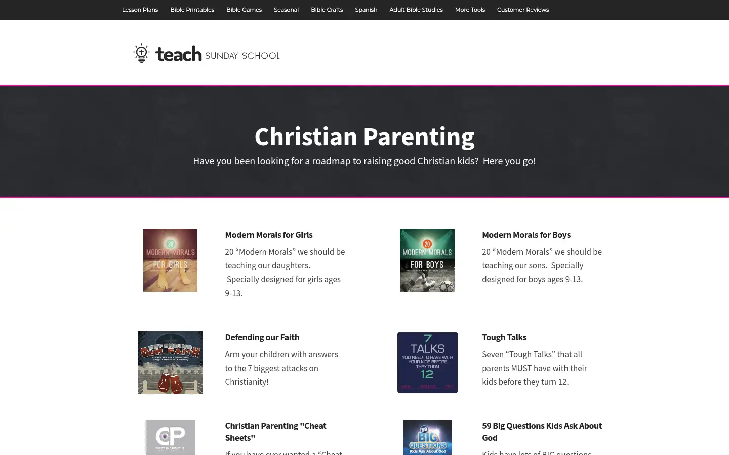 Screenshot of teachsundayschool.com