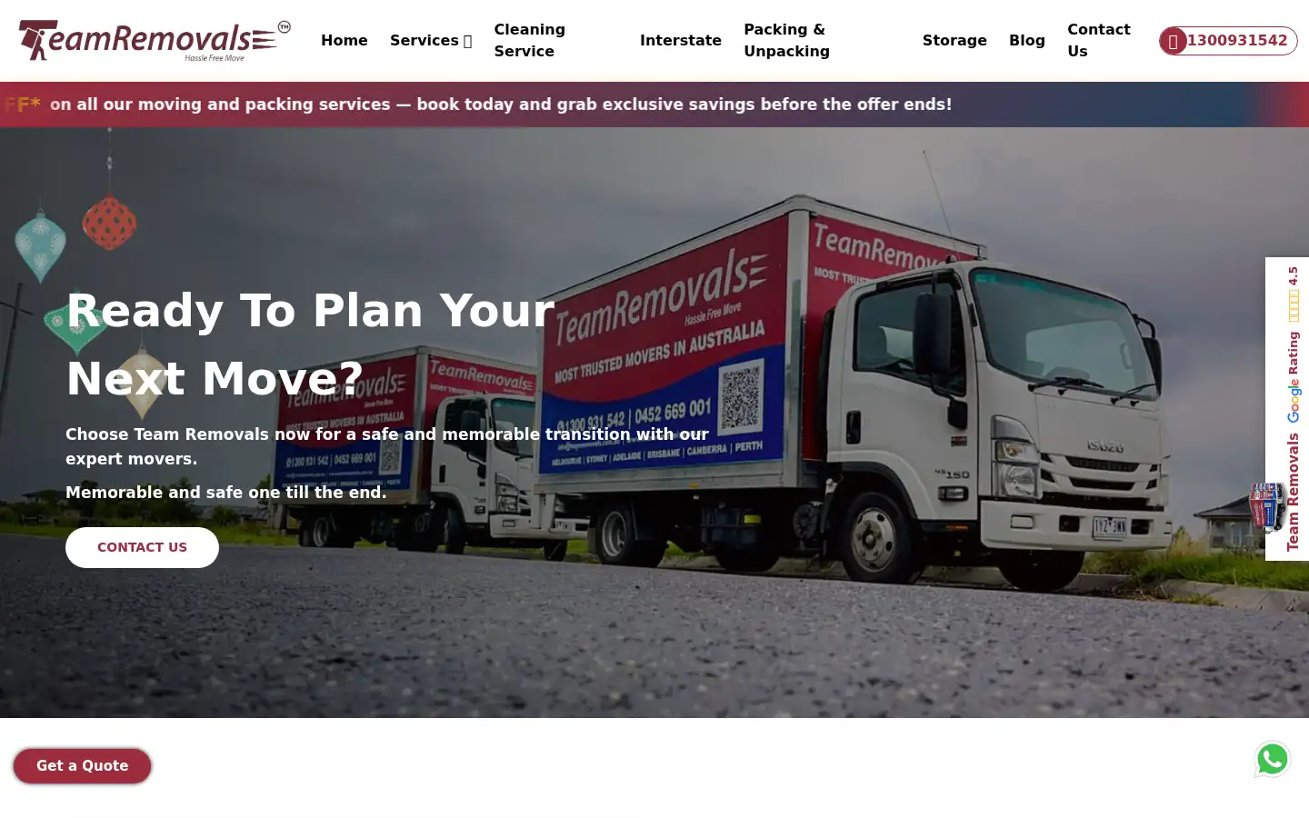 Screenshot of teamremovals.com.au