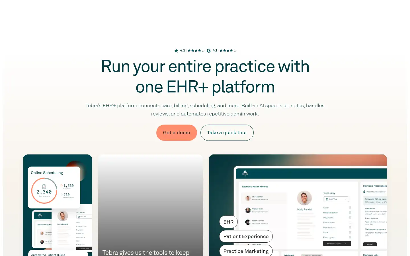 Screenshot of tebra.com