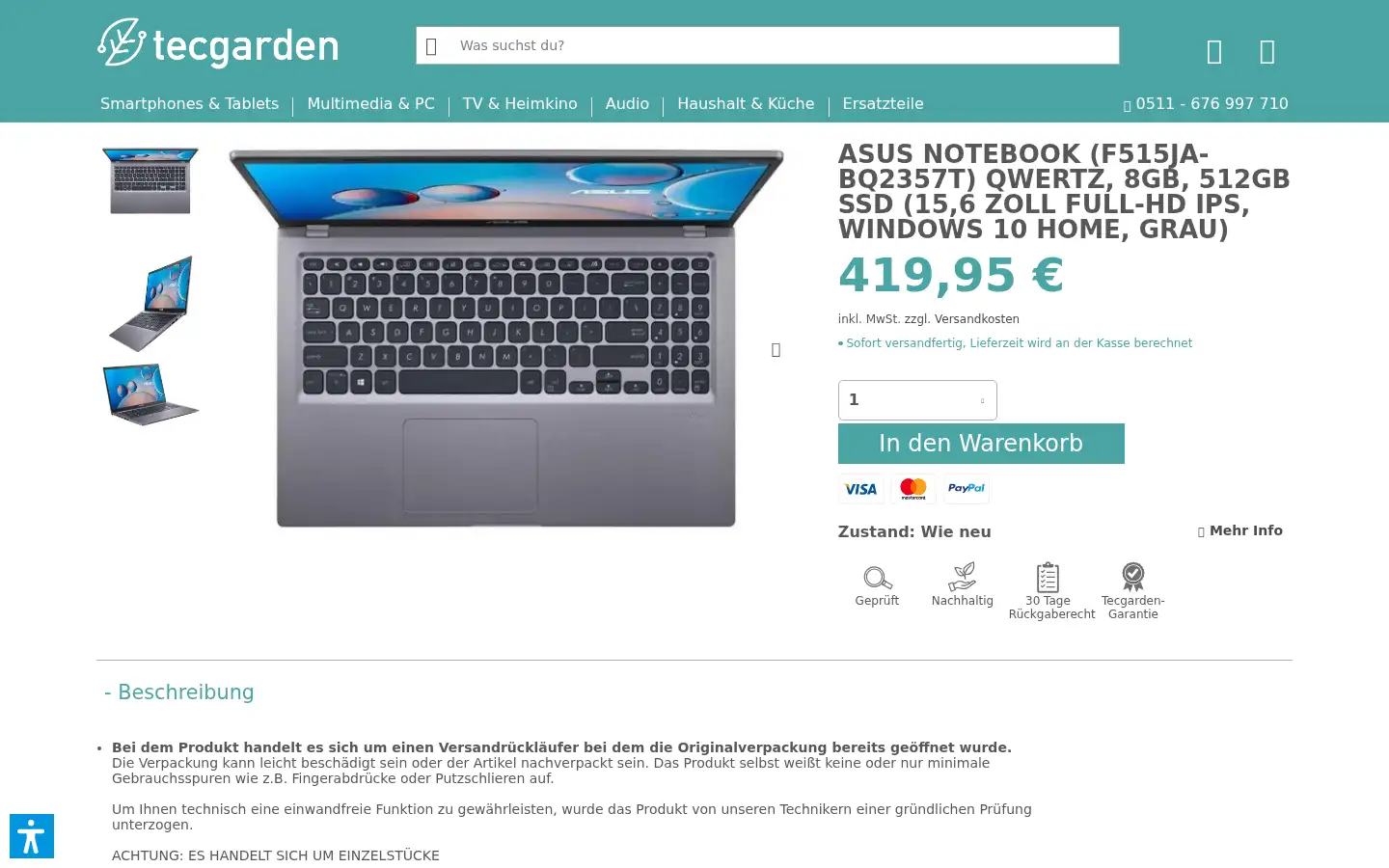 Screenshot of tecgarden.de