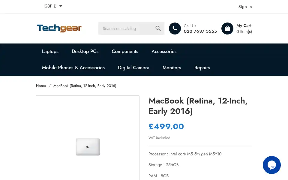 Screenshot of techgearlondon.co.uk