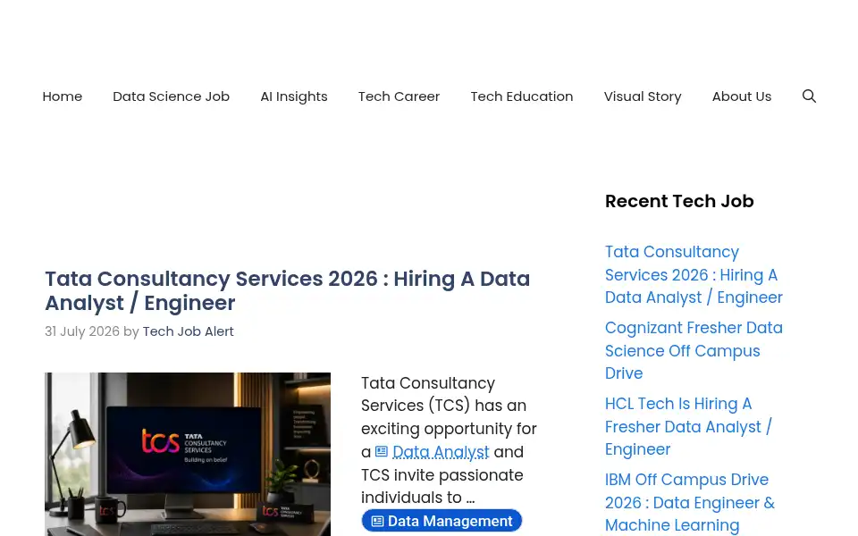 Screenshot of techjobalert.in