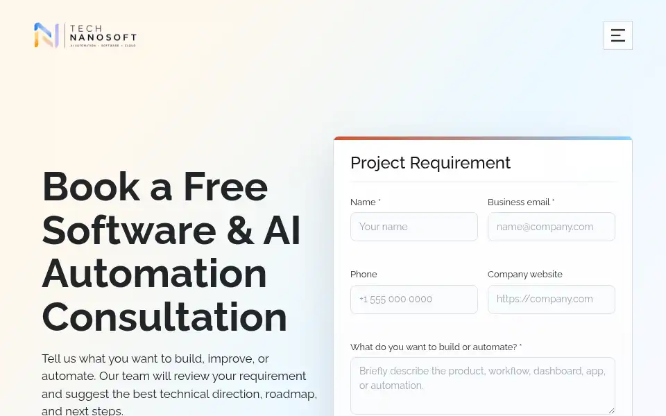 Screenshot of technanosoft.com