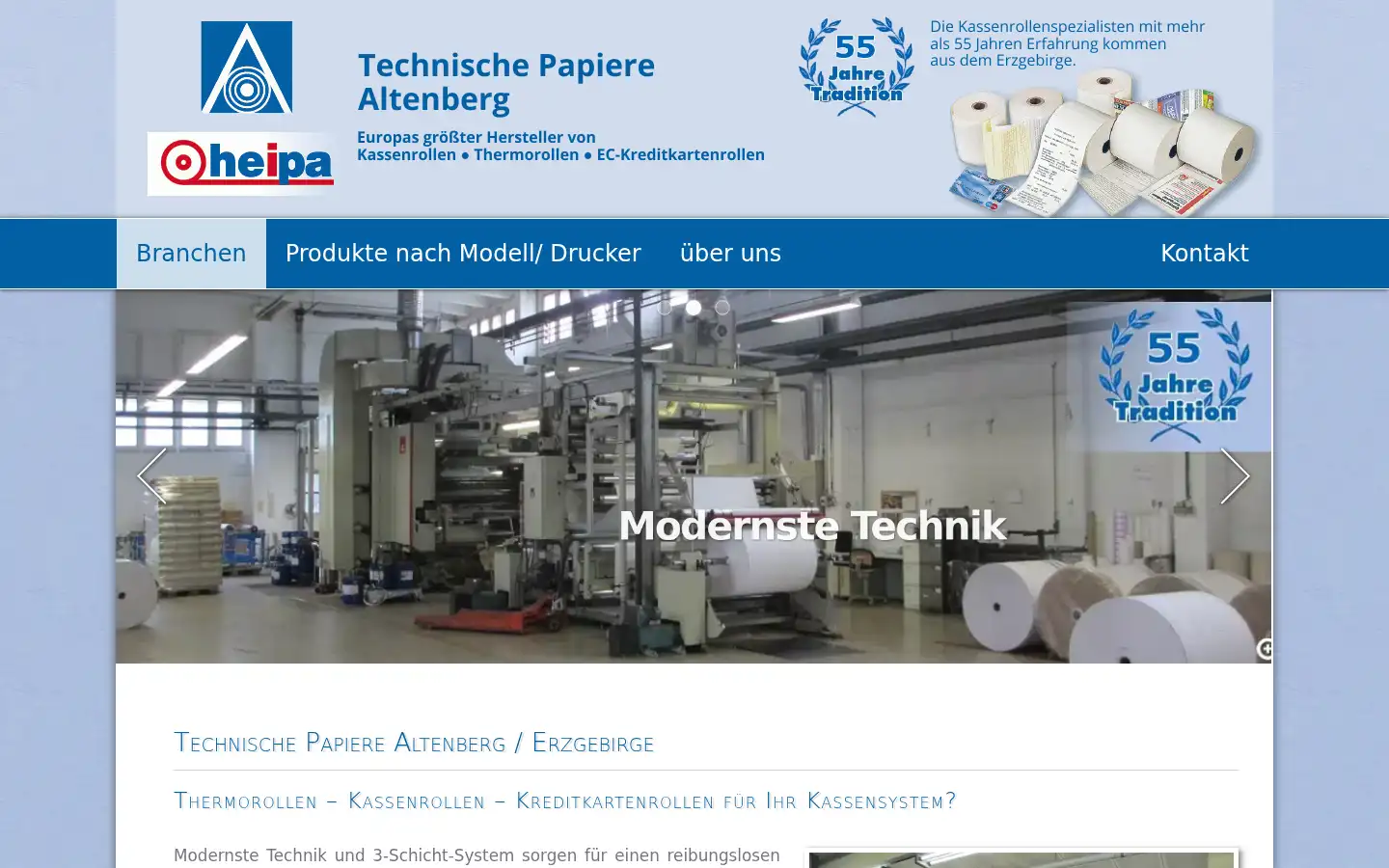 Screenshot of technische-papiere-altenberg.de