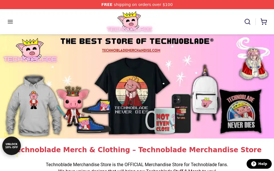 Screenshot of technoblademerch.com