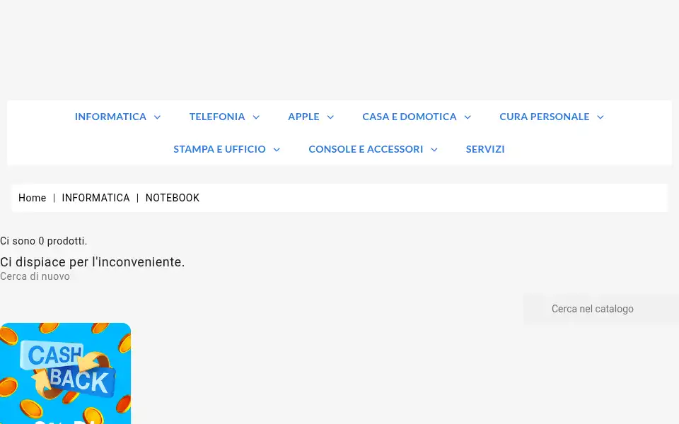 Screenshot of technomegastore.it