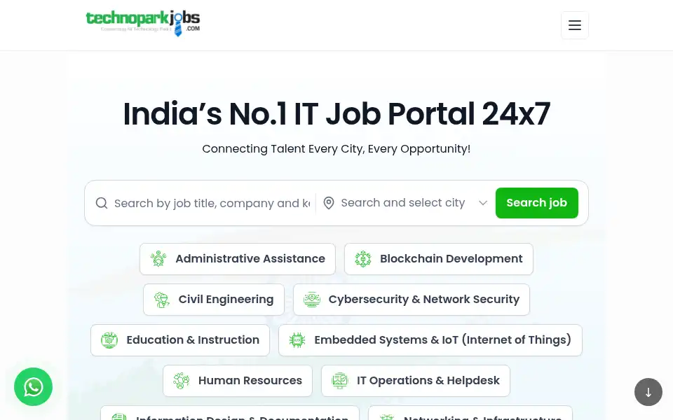 Screenshot of technoparkjobs.com