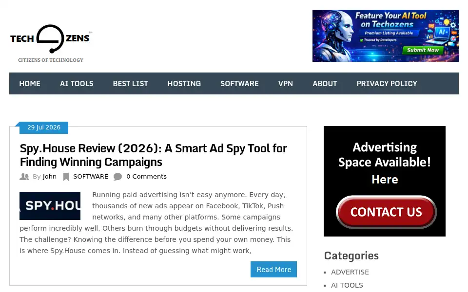 Screenshot of techozens.com