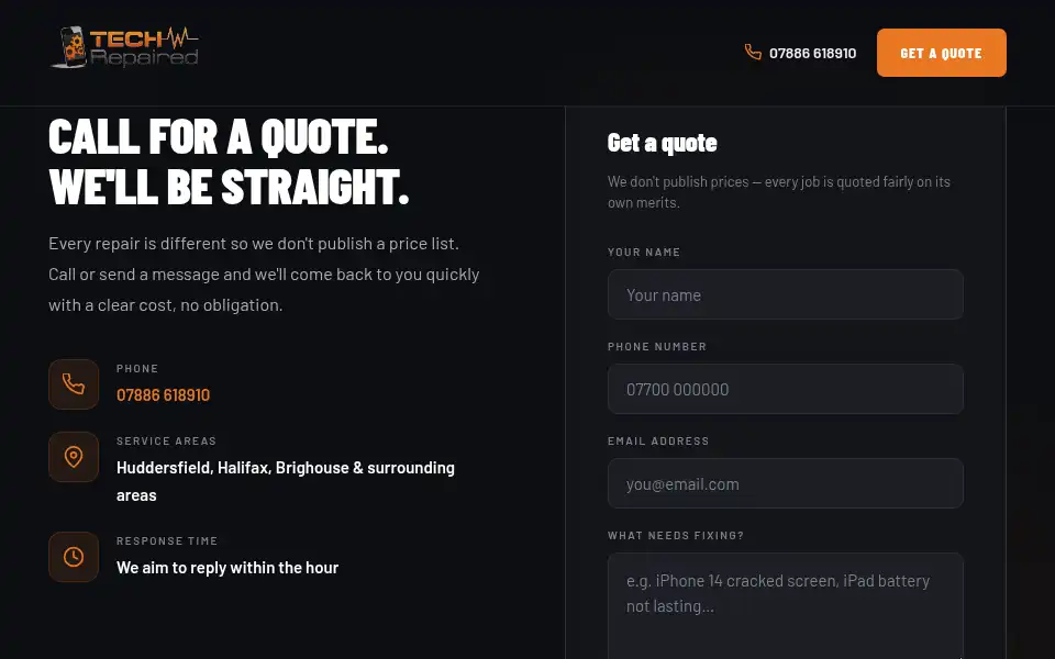 Screenshot of techrepaired.co.uk
