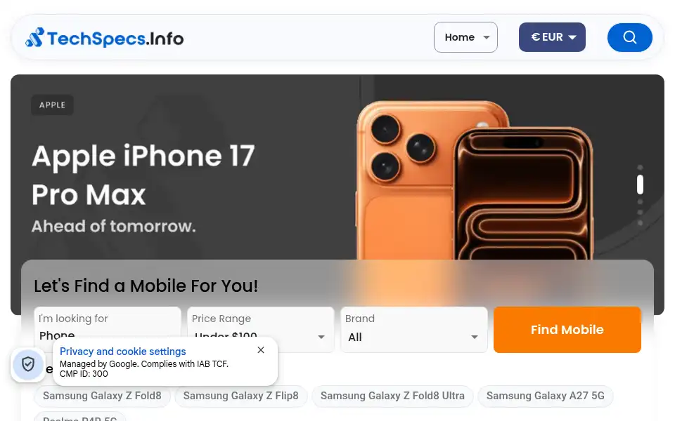 Screenshot of techspecs.info