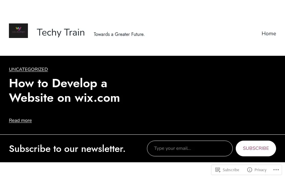 Screenshot of techytrain.wordpress.com
