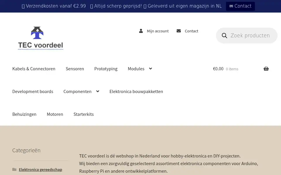 Screenshot of tecvoordeel.nl