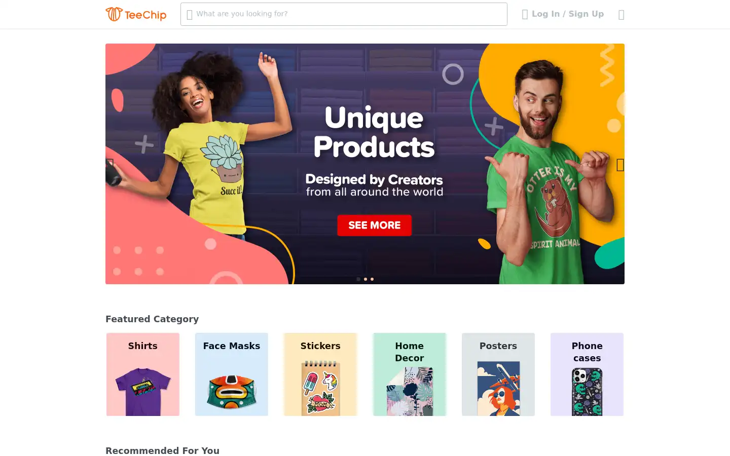 Screenshot of teechip.com