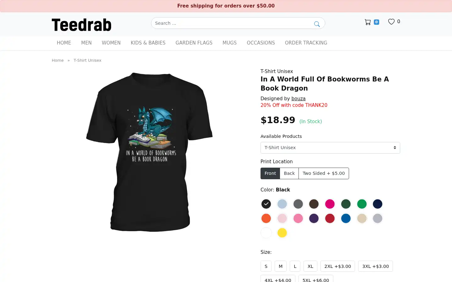 Screenshot of teedrab.com
