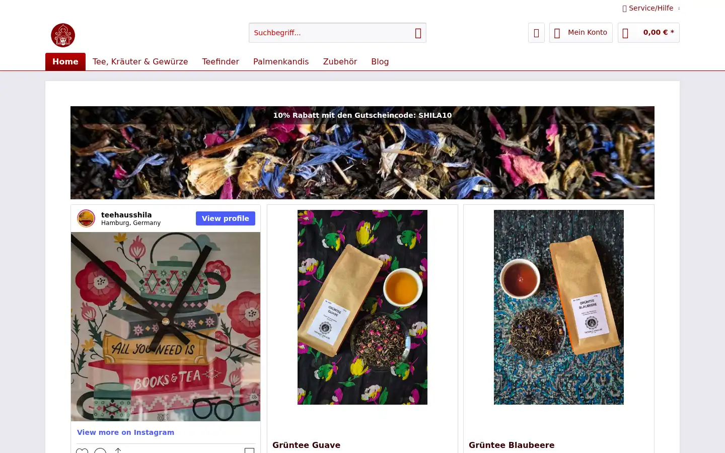Screenshot of teehaus-shila.de