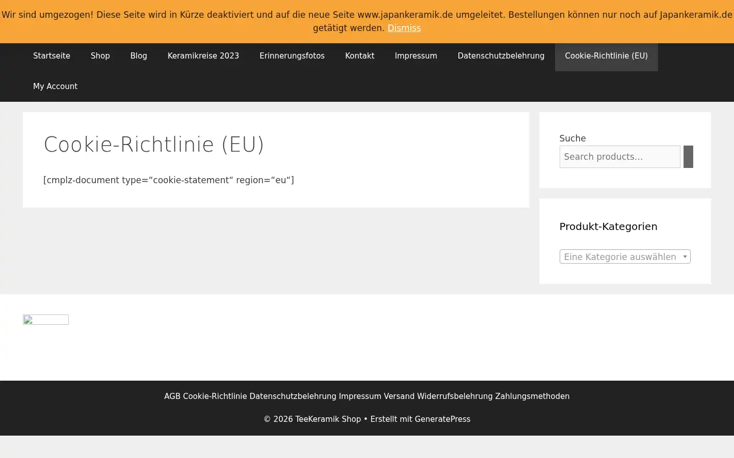 Screenshot of teekeramik.com