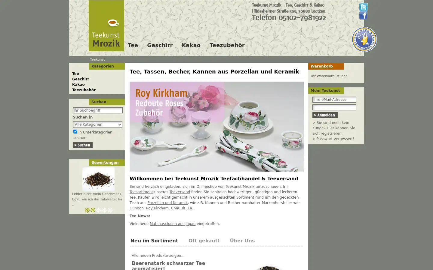 Screenshot of teekunst.de