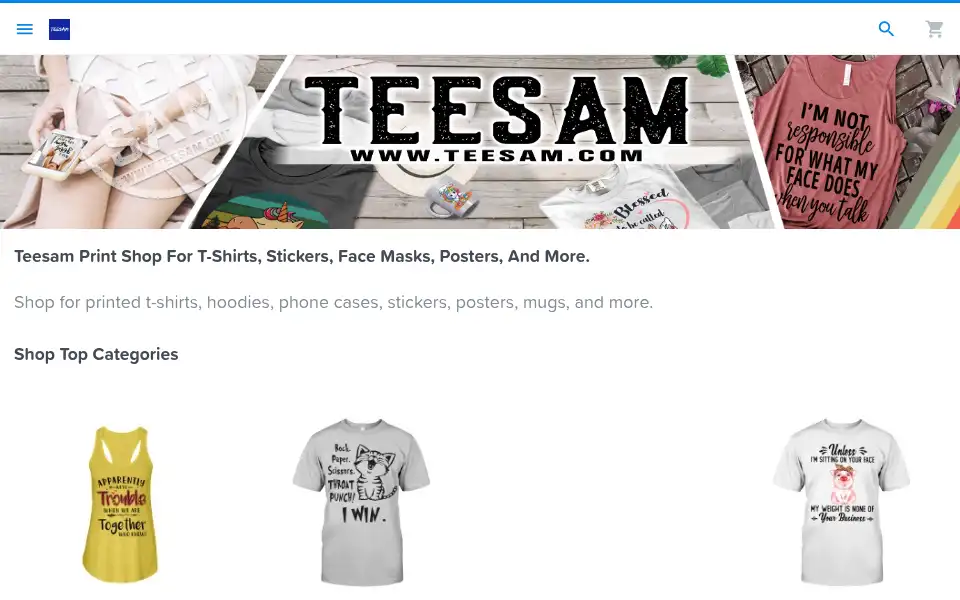 Screenshot of teesam.com