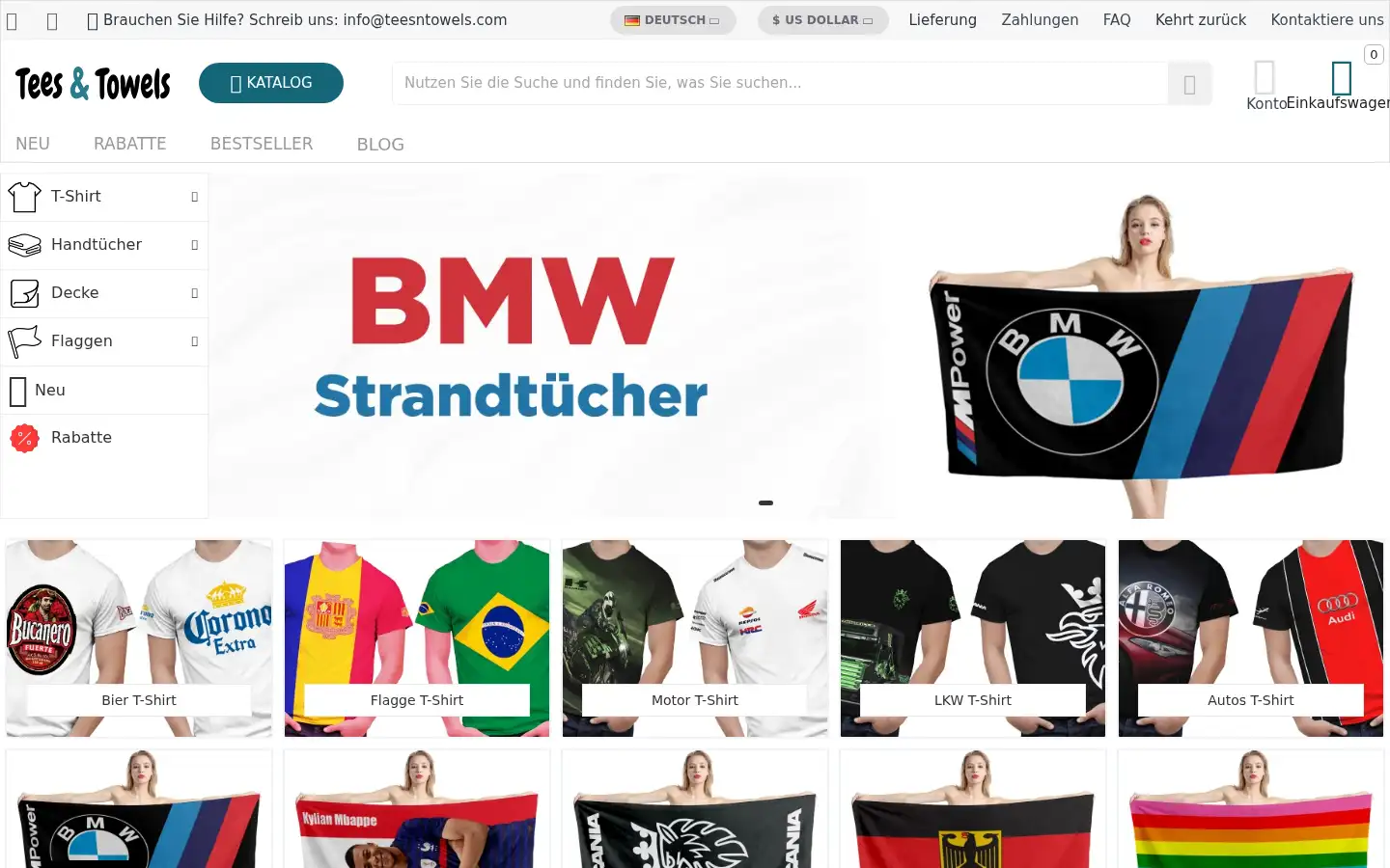 Screenshot of teesntowels.com
