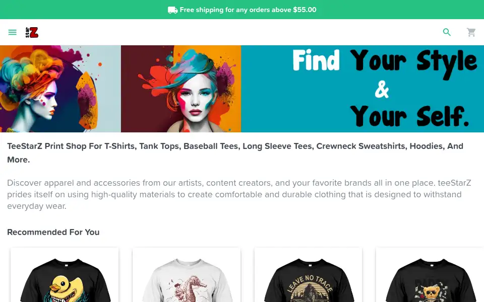 Screenshot of teestarz.com