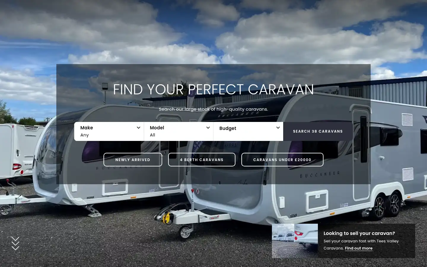 Screenshot of teesvalleycaravansltd.co.uk