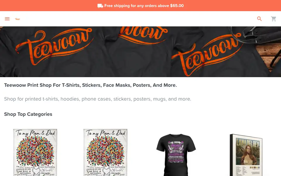 Screenshot of teewoow.com