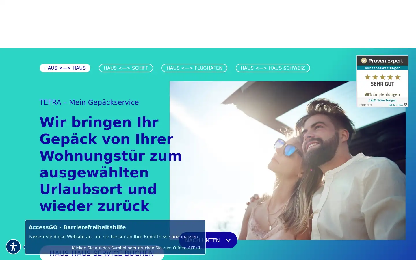Screenshot of tefra-gepaeckservice.de