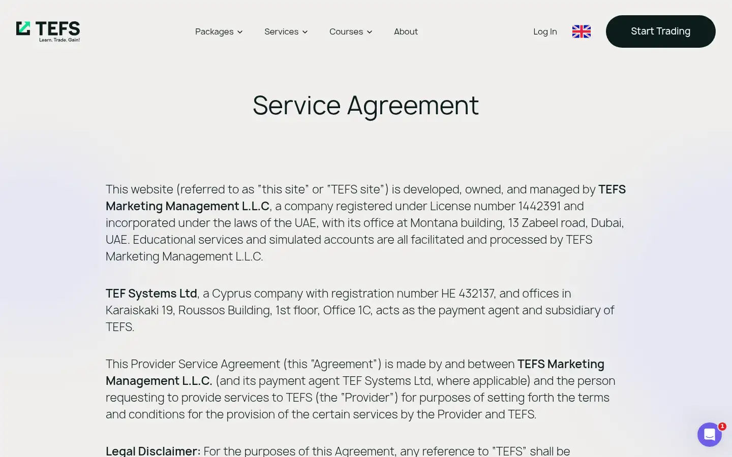 Screenshot of tefs.com