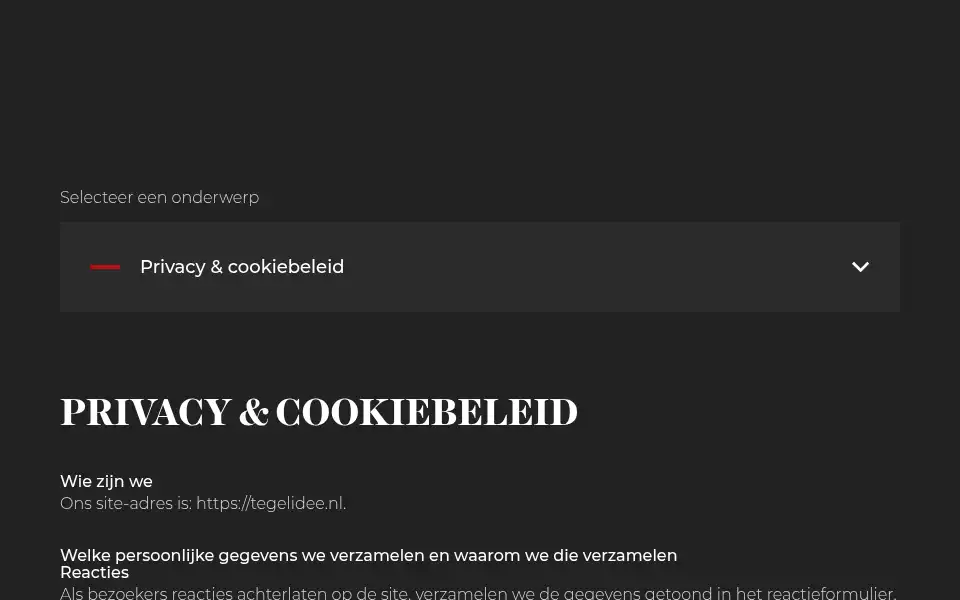 Screenshot of tegelidee.nl