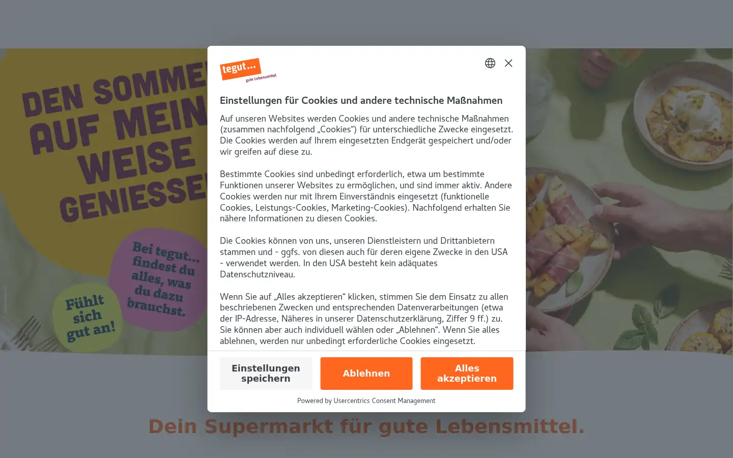 Screenshot of tegut.com