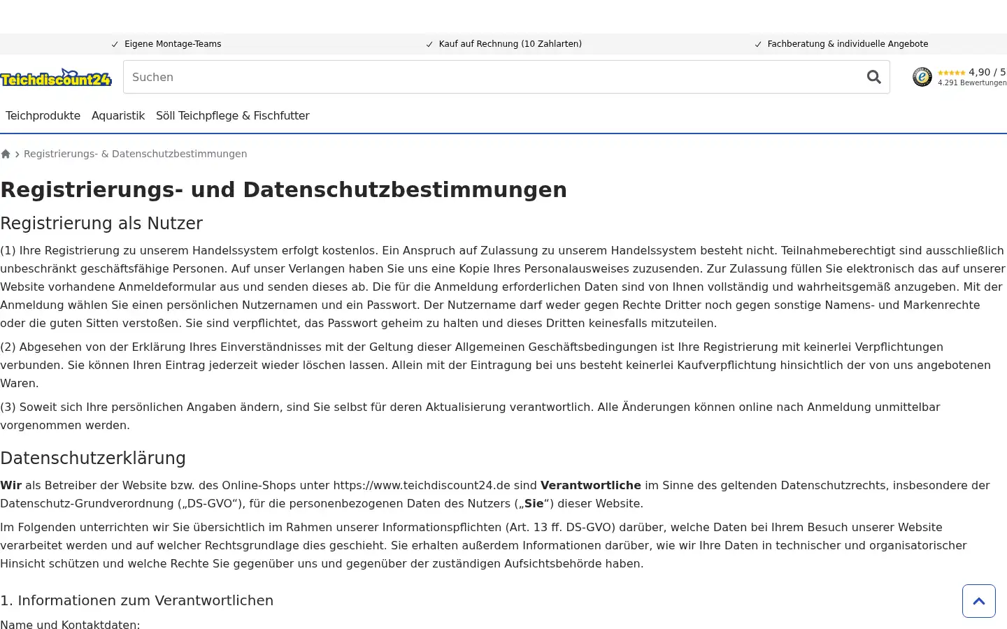 Screenshot of teichdiscount24.de