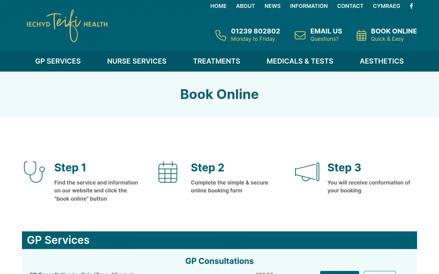 Screenshot of teifihealth.co.uk