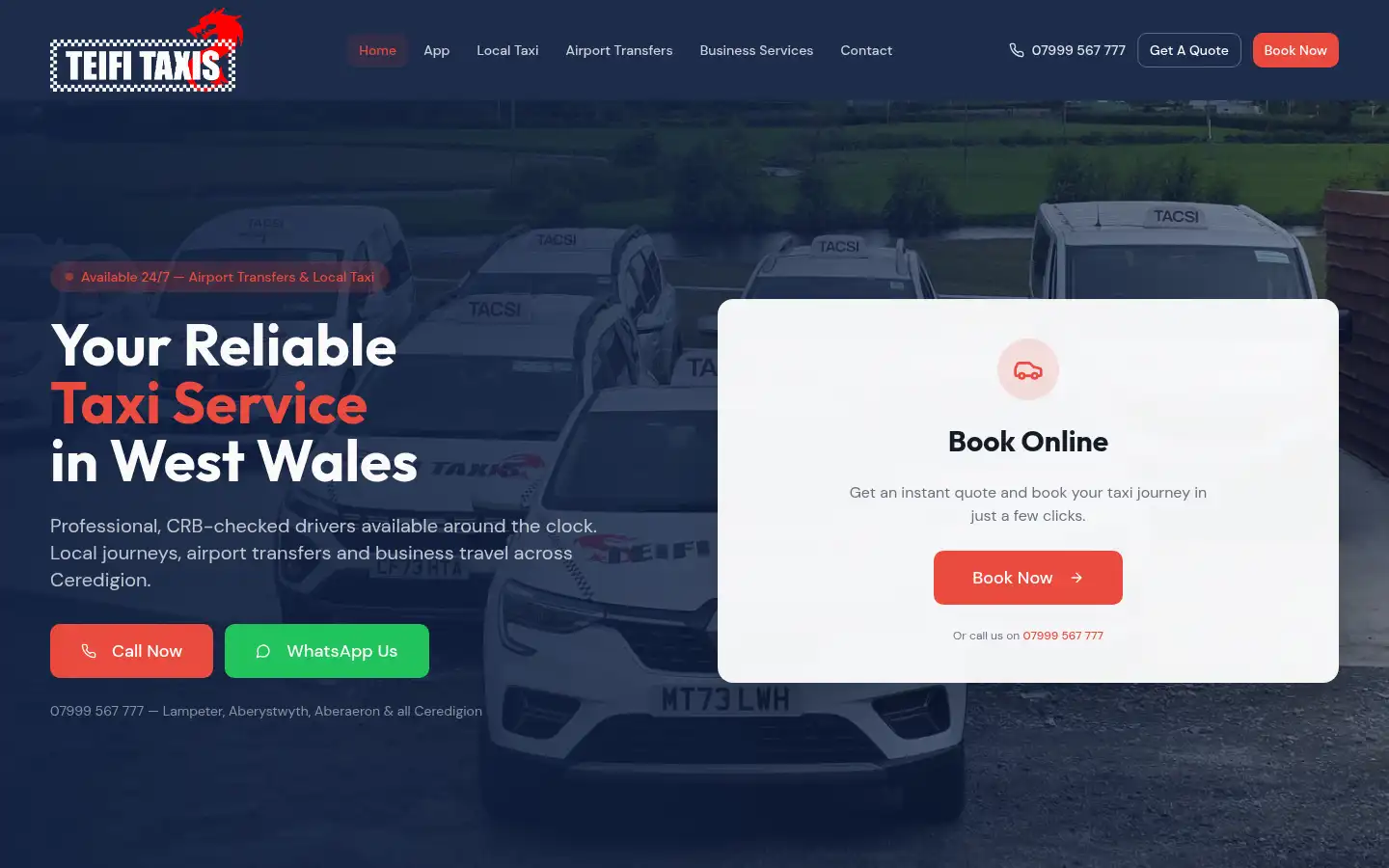 Screenshot of teifitaxis.co.uk