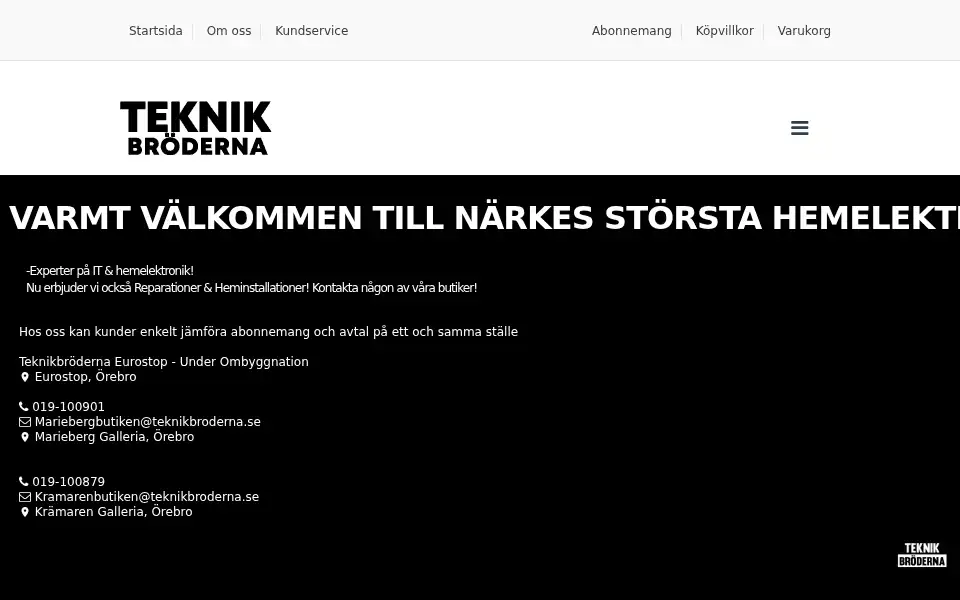 Screenshot of teknikbroderna.se