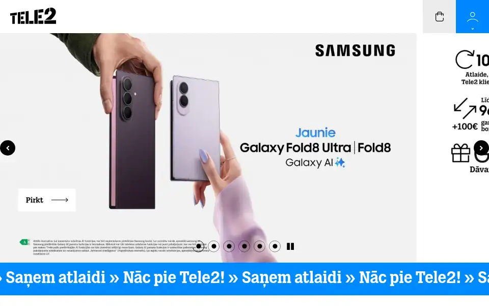 Screenshot of tele2.lv