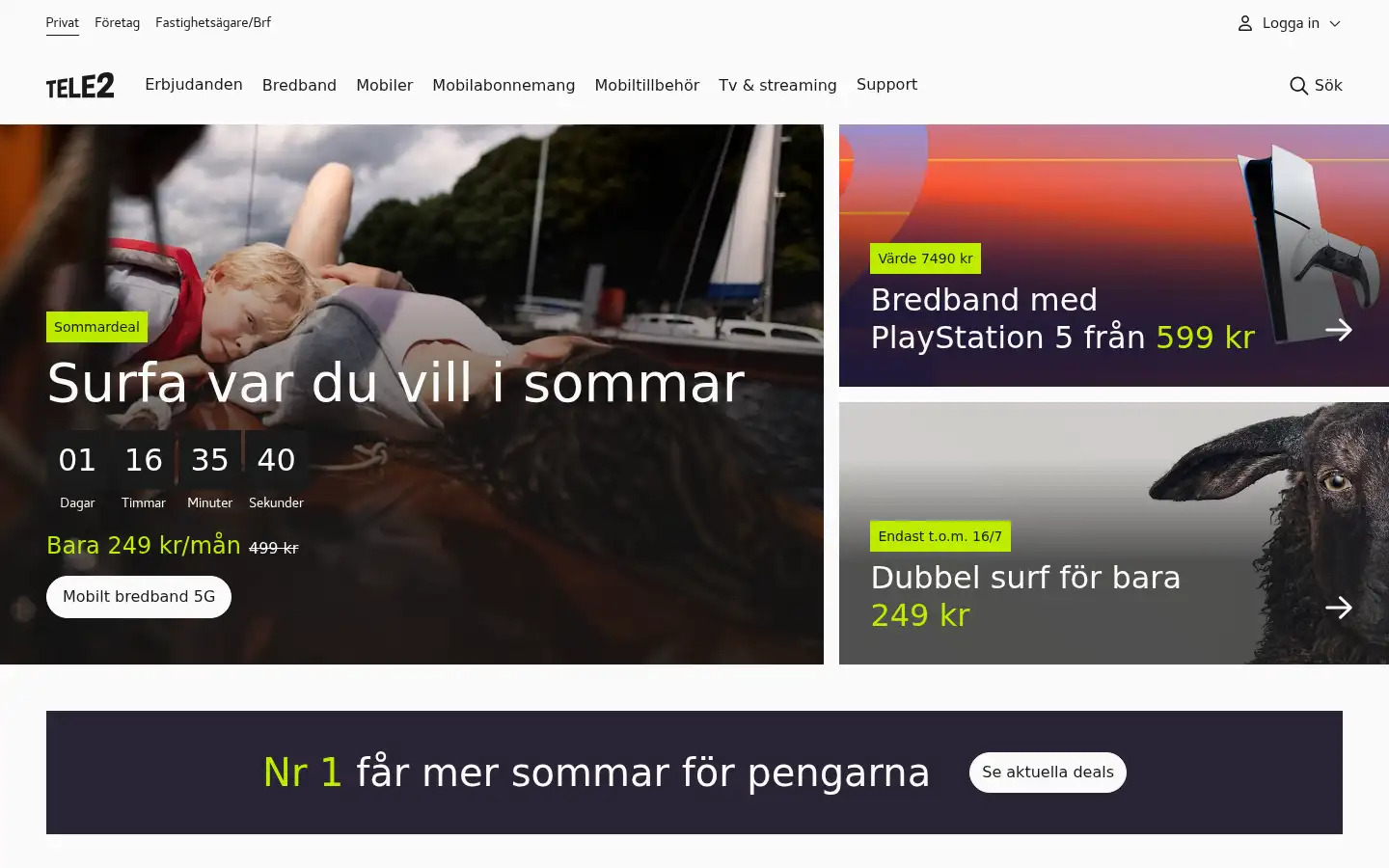 Screenshot of tele2.se