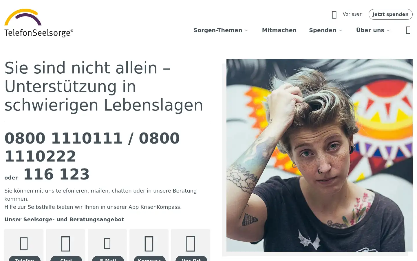 Screenshot of telefonseelsorge.de