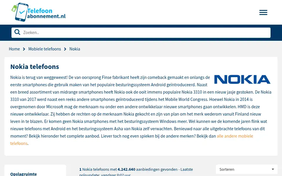 Screenshot of telefoonabonnement.nl
