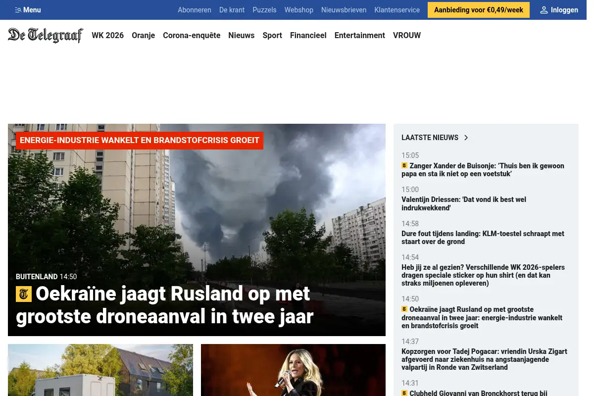 Screenshot of telegraaf.nl