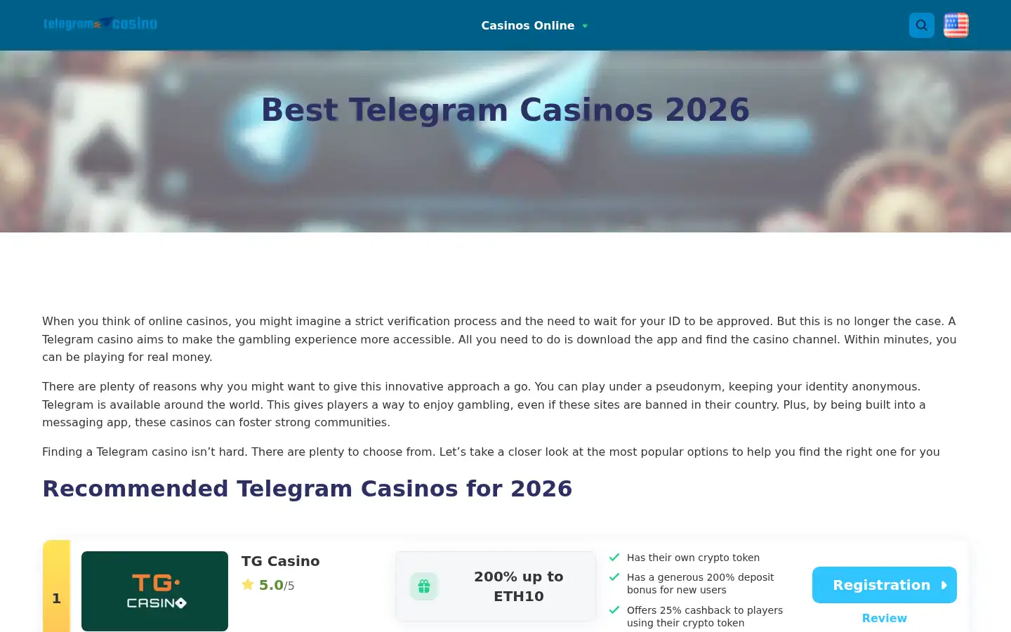 Screenshot of telegram-casino.org