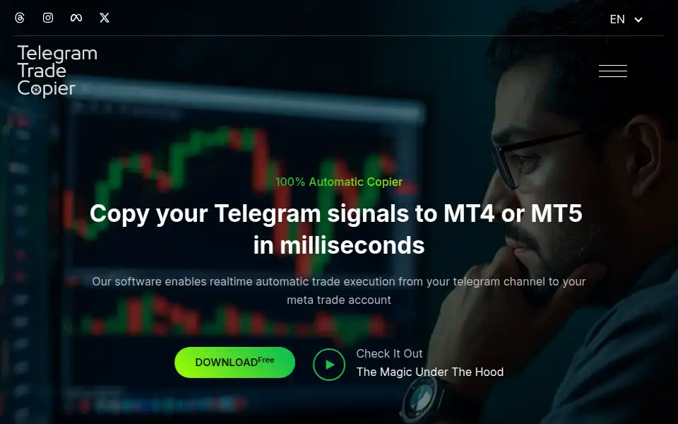 Screenshot of telegramtradecopier.com