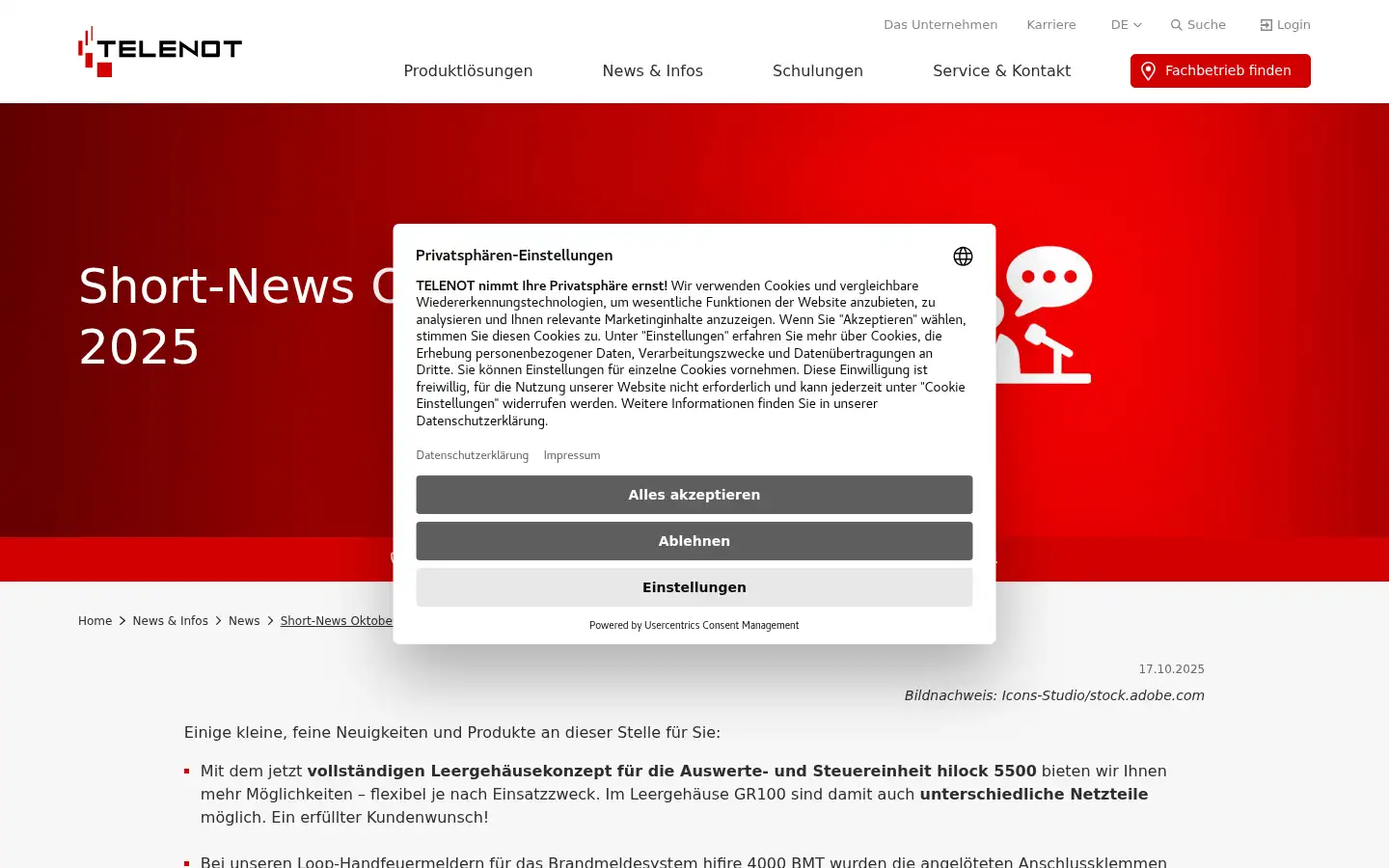 Screenshot of telenot.de