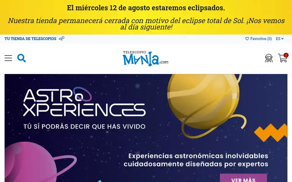 Screenshot of telescopiomania.com